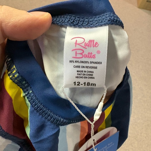 Ruffle Butts Colorful Striped Rashguard Set - Picture 3 of 3